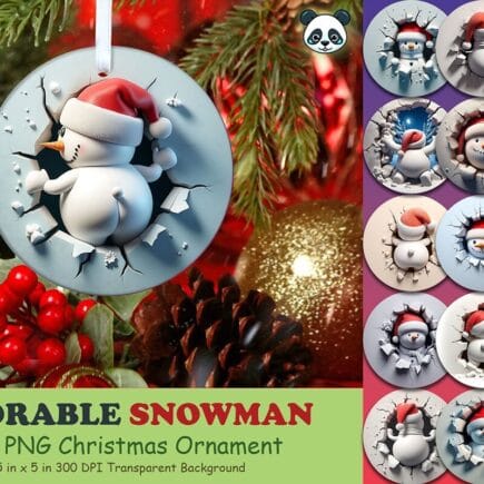 3D Snowman Christmas Ornament Bundle