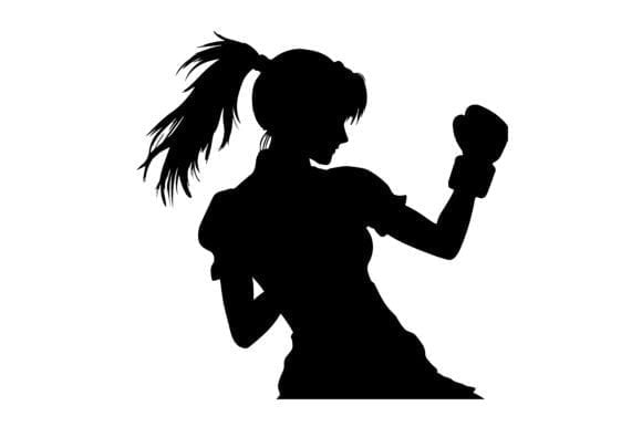A Fighting Girl , Silhouette Style SVG