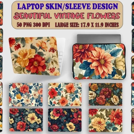 Beautiful Vintage Flowers Background Bundle