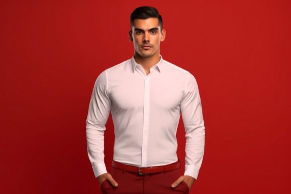 Male Model Wearing Blank Shirt Mockup