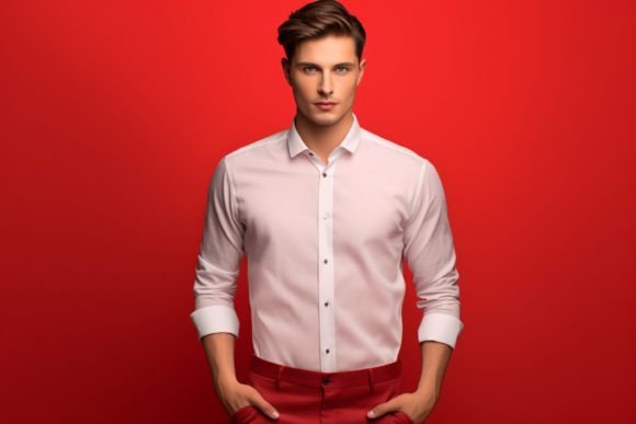 Male Model Wearing Blank Shirt Mockup