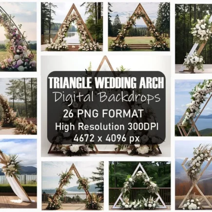 Triangle Floral Wedding Arch Backdrops Bundle