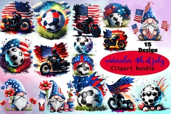 Watercolor 4th of July Clipart Bundle