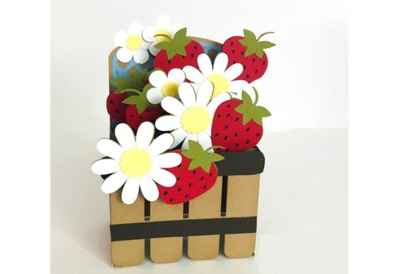 3D Strawberry Basket Box Card
