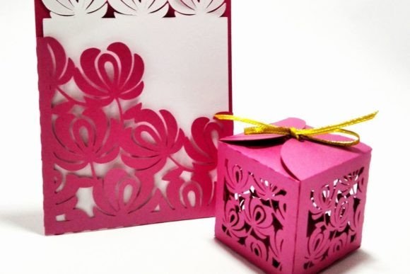 Floral Card and Favor Box Set