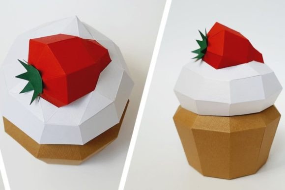 Paper Strawberry Cupcake Gift Box