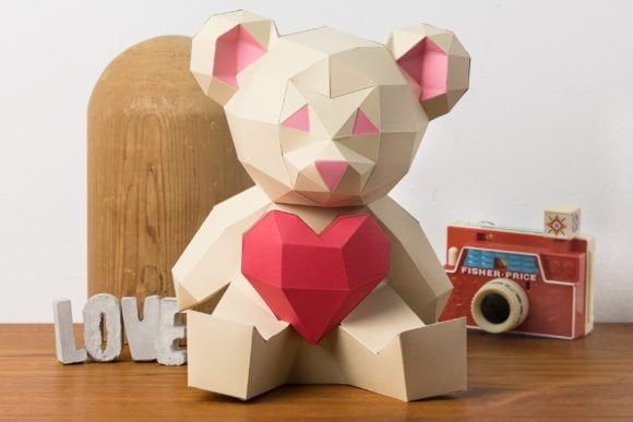 Valentine’s Teddy Bear Paper Sculpture